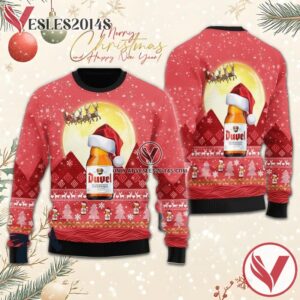 Santa Claus Sleigh Duvel Beer Ugly Sweater, Unique Winter Outfits For Fans - Vesles2014S  1