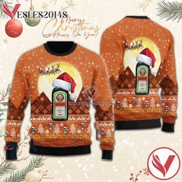 Santa Claus Sleigh Jagermeister Ugly Sweater, Unique Winter Outfits For Fans - Vesles2014S  1