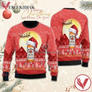 Santa Claus Sleigh Jim Beam Ugly Sweater, Unique Winter Outfits For Fans - Vesles2014S  1
