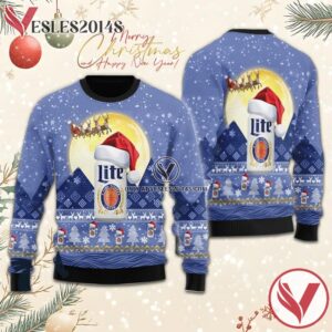 Santa Claus Sleigh Miller Lite Ugly Sweater, Unique Winter Outfits For Fans - Vesles2014S  1