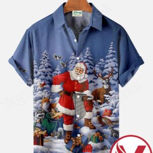 Santa Claus Snow Blue Hawaiian Shirt, Unique Gifts For Friends - Vesles2014S 1
