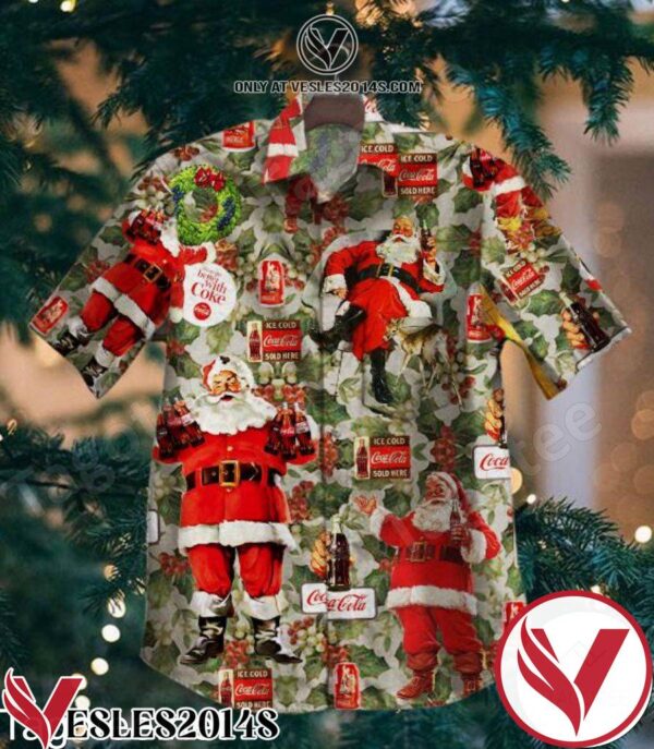 Santa Claus With Coca Cola Christmas Hawaiian Shirt, Unique Gifts For Friends - Vesles2014S 1