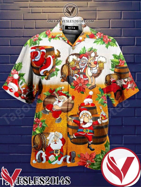 Santa Drinking Funny Hawaiian Shirt, Unique Gifts For Friends - Vesles2014S 1