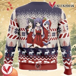 Santa Hitagi, Tsubasa, and  Suruga Bakemonogatari Ugly Christmas Sweater, Unique Christmas Gift For Fans - Vesles2014S 1