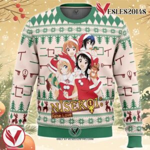 Santa Kosaki, Chitoge, Seishiro, Marika Nisekoi Ugly Christmas Sweater, Unique Christmas Gift For Fans - Vesles2014S