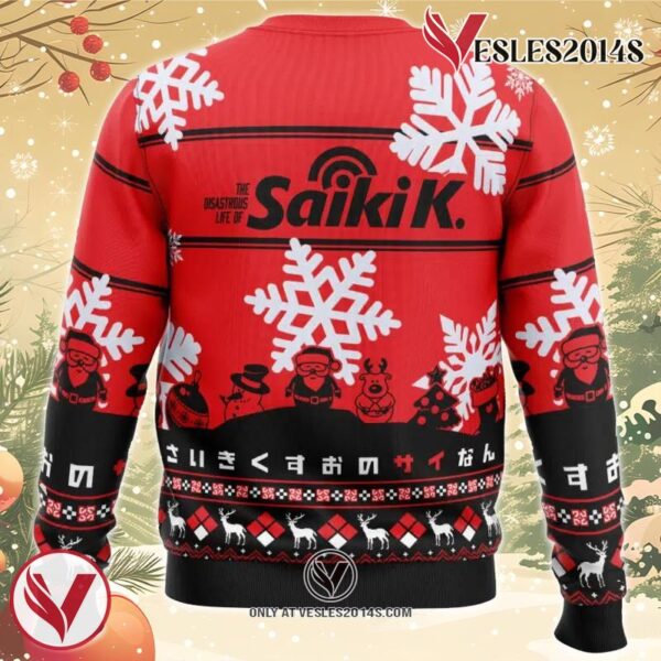 Santa Saiki The Desastrous Life of Saiki K. Ugly Christmas Sweater, Unique Christmas Gift For Fans - Vesles2014S 1
