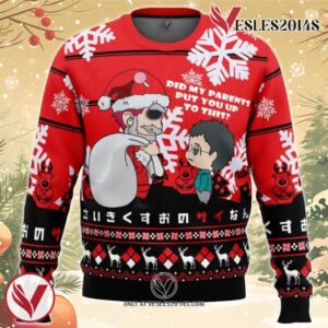 Santa Saiki The Desastrous Life of Saiki K. Ugly Christmas Sweater, Unique Christmas Gift For Fans - Vesles2014S