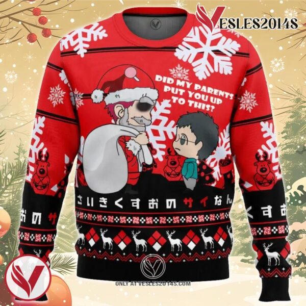 Santa Saiki The Desastrous Life of Saiki K. Ugly Christmas Sweater, Unique Christmas Gift For Fans - Vesles2014S