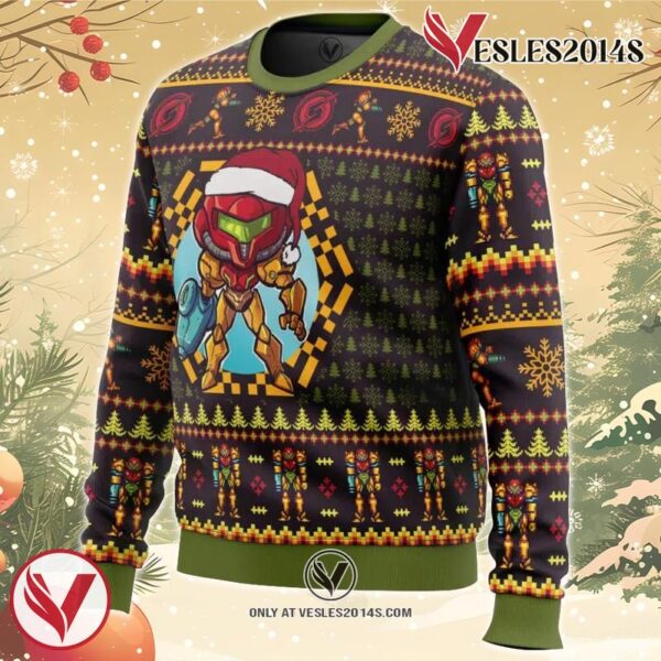 Santa Samus Aran Metroid Ugly Christmas Sweater, Unique Christmas Gift For Fans - Vesles2014S 1