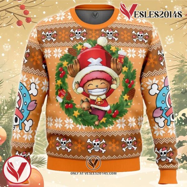Santa Tony Chopper One Piece Ugly Christmas Sweater, Unique Christmas Gift For Fans - Vesles2014S