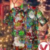 Santa With Weed Leaf Happy Holidays Multicolor Flowers Hawaiian Shirt, Unique Gifts For Friends - Vesles2014S 1
