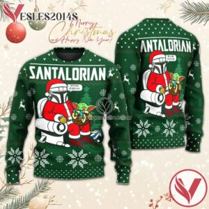 Santalorian And Baby Yoda Ugly Sweater, Unique Winter Outfits For Fans - Vesles2014S  1