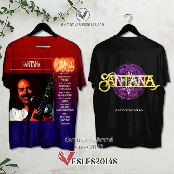 Santana-Gold Aniversario Album 3D Shirt, Unique Gifts For Music Lovers - Vesles2014S