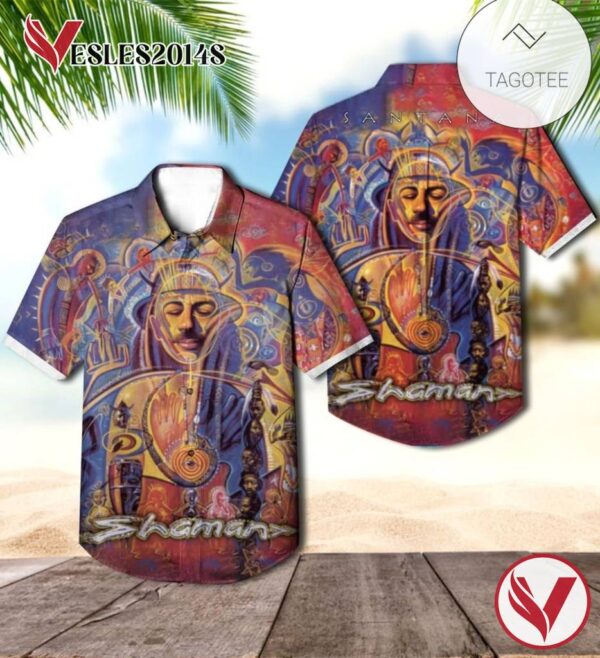 Santana Shaman Album Cover Hawaiian Shirt, Best Gift For Music Lovers Vesles2014S
