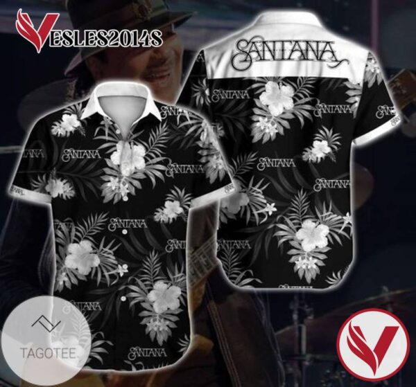 Santana Singer Hawaiian Graphic Print Short Sleeve Hawaiian Casual Shirt Vesles2014S