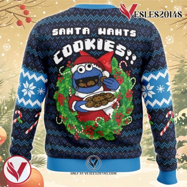 Santa’s Cookies Cookie Monster Ugly Christmas Sweater, Unique Christmas Gift For Fans - Vesles2014S 1
