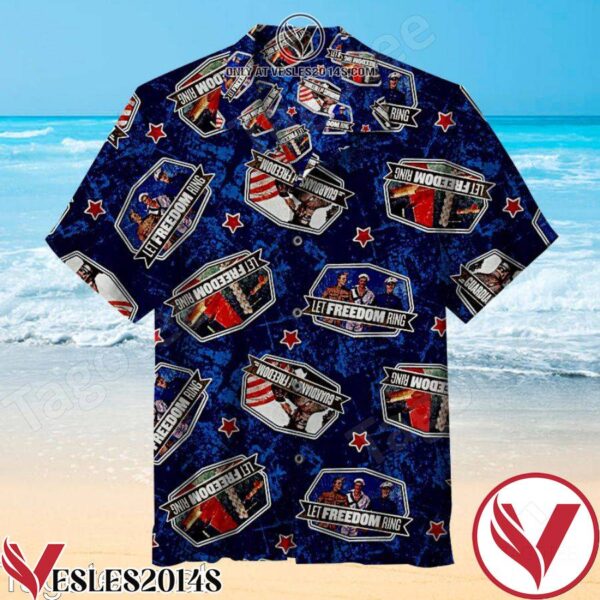 Saturday Evening Post Patriotic Toss Blue Hawaiian Shirt, Unique Gifts For Friends - Vesles2014S 1