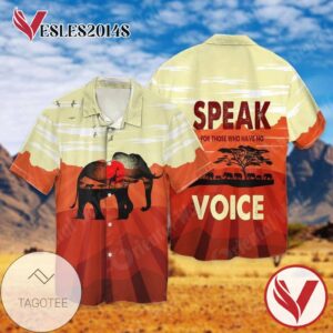 Save The Elephant Speak For Those Who have No Voice Graphic Print Short Sleeve Hawaiian Casual Shirt Vesles2014S 1