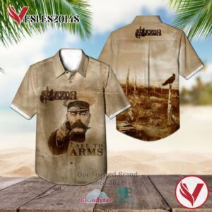 Saxon Band Call to Arms Album Hawaiian Shirt, Best Gift For Music Lovers Vesles2014S