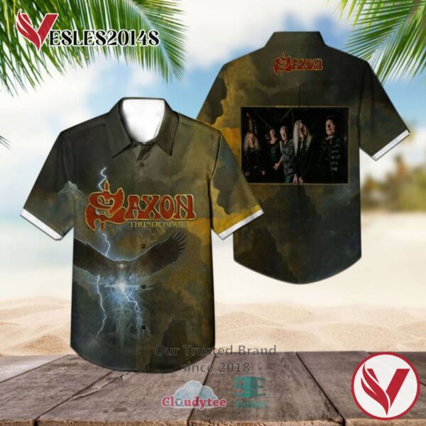 Saxon Band Thunderbolt Album Hawaiian Shirt, Best Gift For Music Lovers Vesles2014S