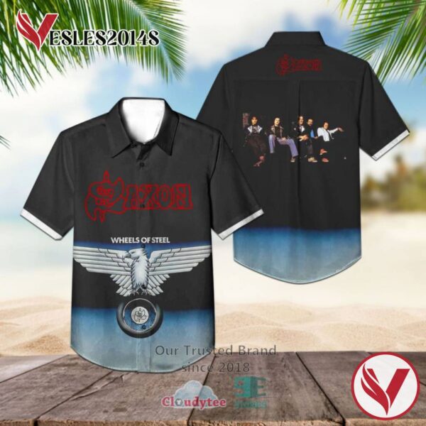Saxon Band Wheels of Steel Album Hawaiian Shirt, Best Gift For Music Lovers Vesles2014S