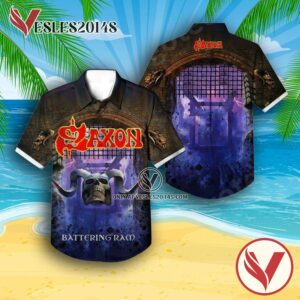 Saxon Battering Ram Album Cover Hawaiian Shirt, Unique Gifts For Music Lovers - Vesles2014S