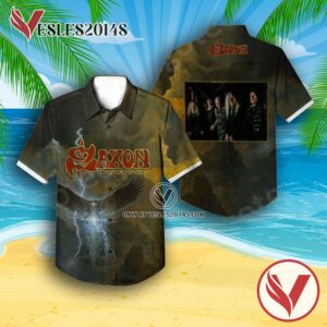 Saxon Thunderbolt Album Cover Hawaiian Shirt, Unique Gifts For Music Lovers - Vesles2014S