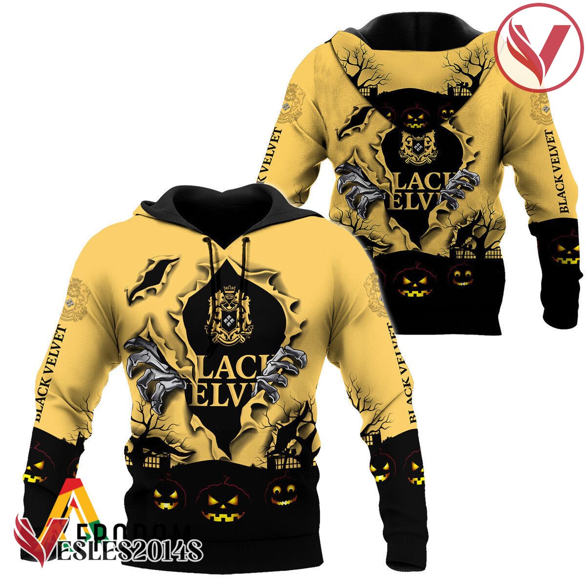 Scary Night Halloween Black Velvet Whisky Hoodie & Zip Hoodie - Vesles2014S