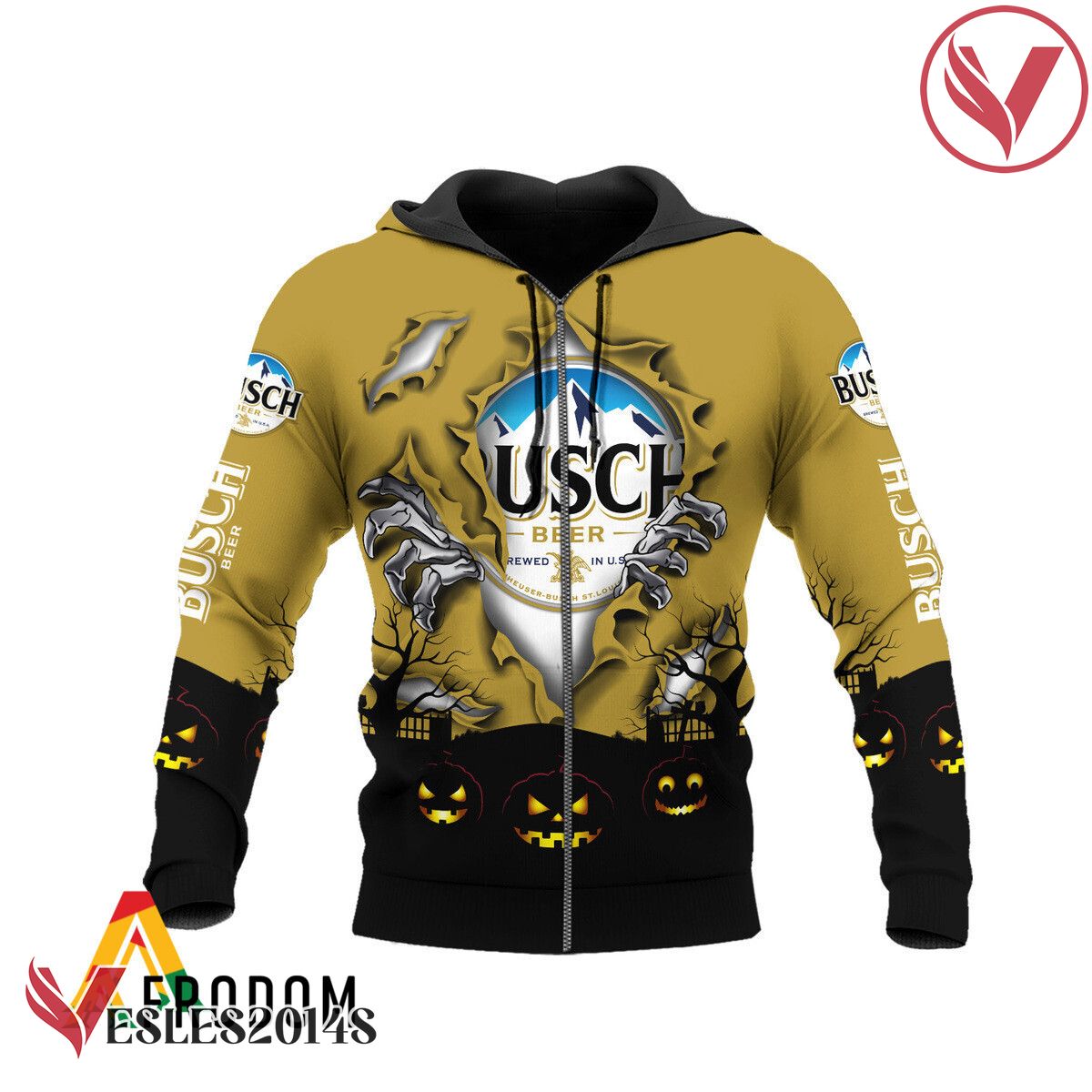 Scary Night Halloween Busch Beer Pullover & Zip Hoodie - Vesles2014S 1