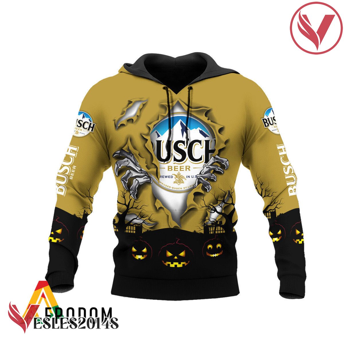 Scary Night Halloween Busch Beer Pullover & Zip Hoodie - Vesles2014S 2