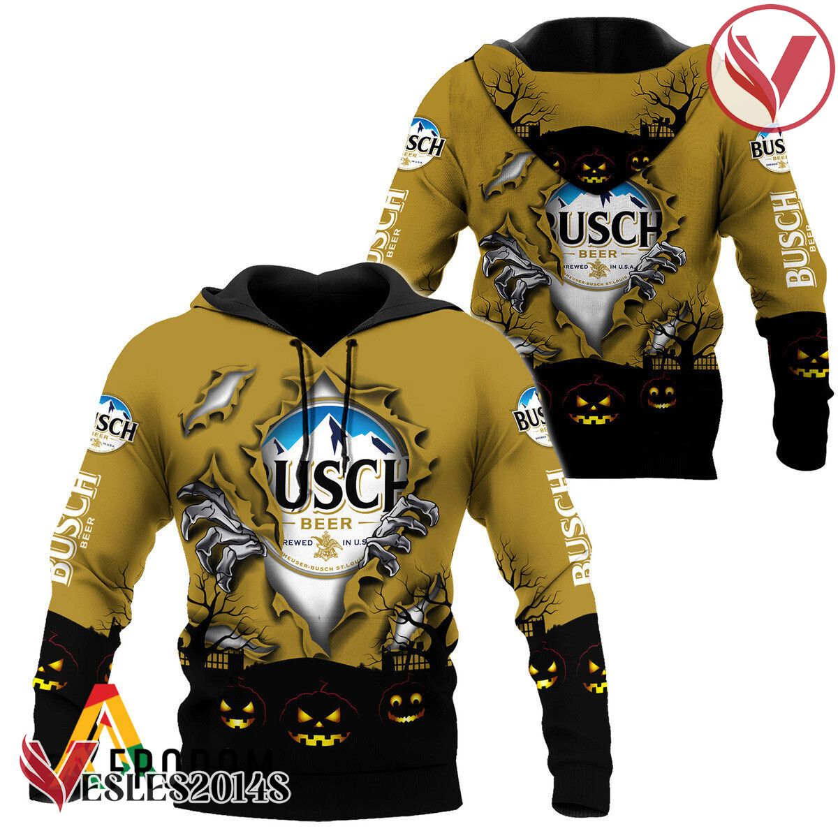 Scary Night Halloween Busch Beer Pullover & Zip Hoodie - Vesles2014S