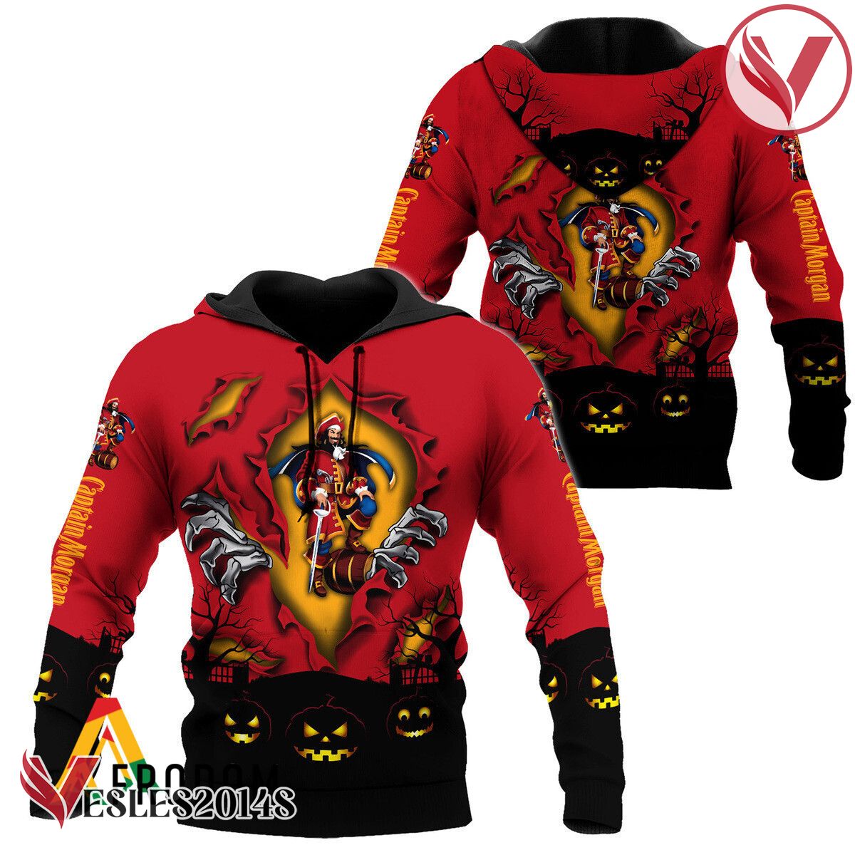 Scary Night Halloween Captain Morgan Hoodie & Zip Hoodie - Vesles2014S