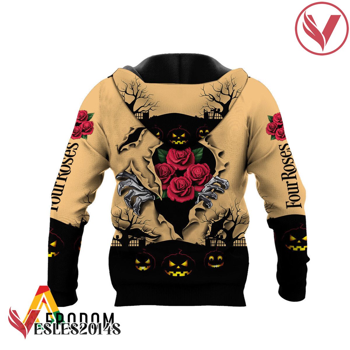Scary Night Halloween Four Roses Bourbon Hoodie & Zip Hoodie - Vesles2014S 3