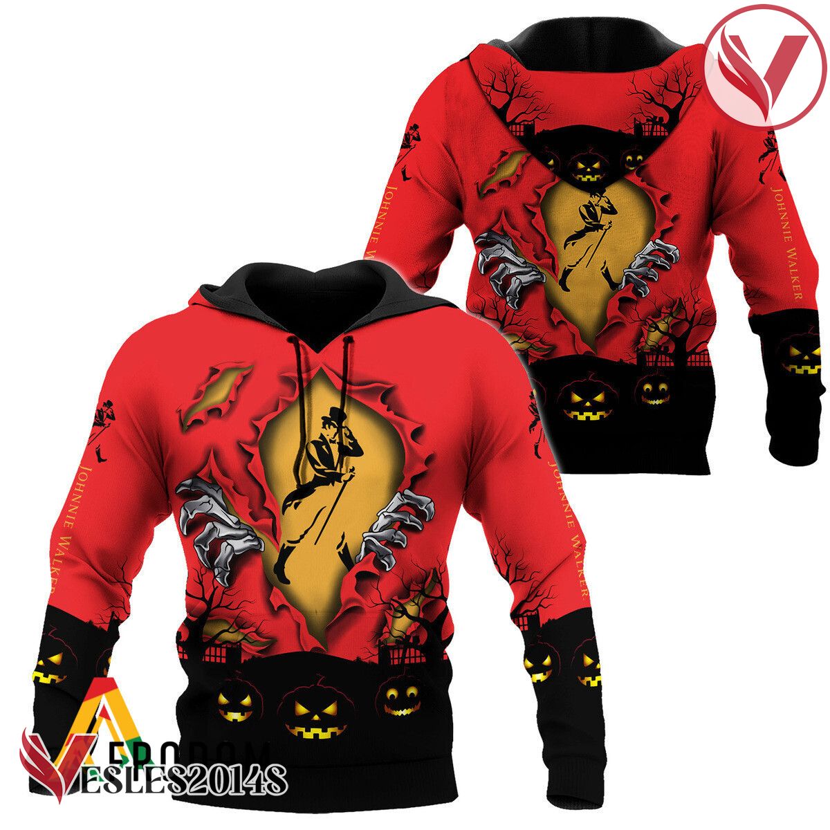 Scary Night Halloween Johnnie Walker Hoodie & Zip Hoodie - Vesles2014S