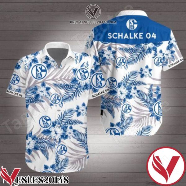Schalke 04 Blue Tropical Floral White Hawaiian Shirt, Unique Gifts For Friends - Vesles2014S 1