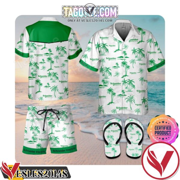 Schneider Electric Combo Hawaiian Shirt, Beach Shorts And Flip Flop, Unique Gifts For Friends - Vesles2014S 1