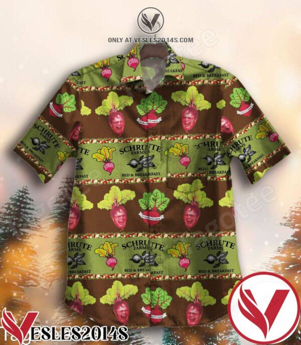 Schrute Farms Bed And Breakfast Brown And Green Stripes Hawaiian Shirt, Unique Gifts For Friends - Vesles2014S 1