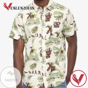 Scooby Doo Mystery Machine Tropical Hawaiian Graphic Print Short Sleeve Hawaiian Casual Shirt Vesles2014S 1