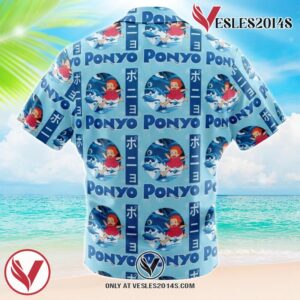 Sea Creatures Ponyo Studio Ghibli Hawaiian Button Up Shirt, Perfect Gifts For Anime Lovers - Vesles2014S 1