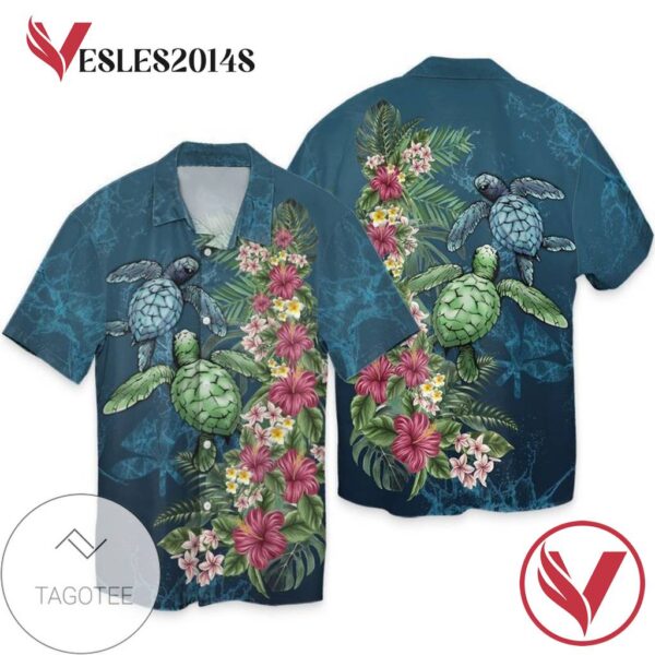Sea Turtle For Men And Women Graphic Print Short Sleeve Hawaiian Casual Shirt Vesles2014S