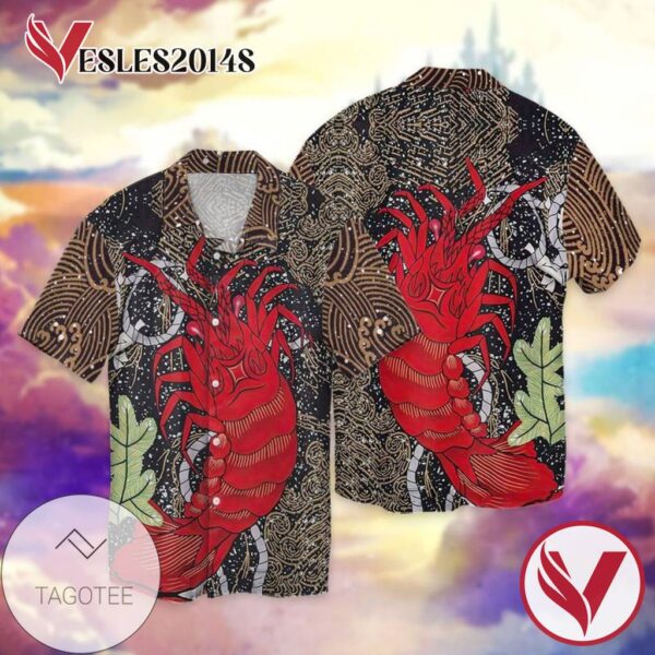 Sea shrimp For Men And Women Graphic Print Short Sleeve Hawaiian Casual Shirt Vesles2014S