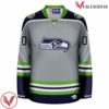 Seahawks Green - Seattle Football Team Personalize Grey Jersey, Ice Hockey Coach Gift - Vesles2014S
