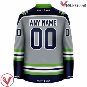 Seahawks Green - Seattle Football Team Personalize Grey Jersey, Ice Hockey Coach Gift - Vesles2014S 2