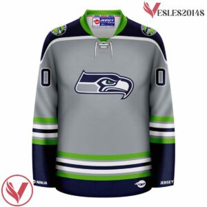 Seahawks Green - Seattle Football Team Personalize Grey Jersey, Ice Hockey Coach Gift - Vesles2014S