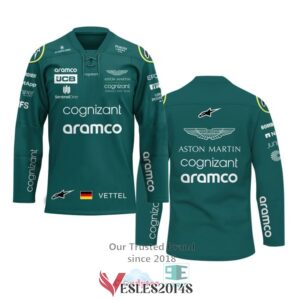 Sebastian Vettel Aston Martin Aramco Cognizant Hockey Jersey, Trending Gifts For Fans - Vesles2014s