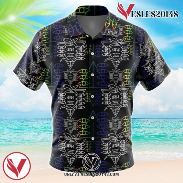 Seele Neon Genesis Evangelion Hawaiian Button Up Shirt, Perfect Gifts For Anime Lovers - Vesles2014S