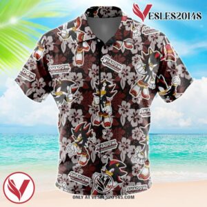 Shadow Pattern Sonic The Hedgehog Hawaiian Button Up Shirt, Perfect Gifts For Anime Lovers - Vesles2014S