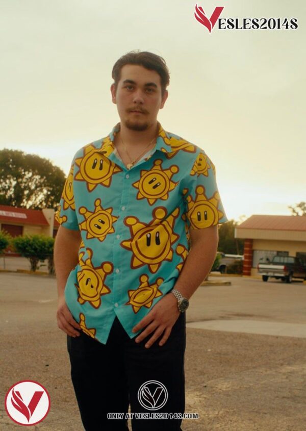 Shine Sprite Mario Bros Sunshine Hawaiian Button Up Shirt, Perfect Gifts For Anime Lovers - Vesles2014S 3