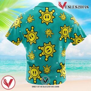 Shine Sprite Pattern Mario Bros Hawaiian Button Up Shirt, Perfect Gifts For Anime Lovers - Vesles2014S 1