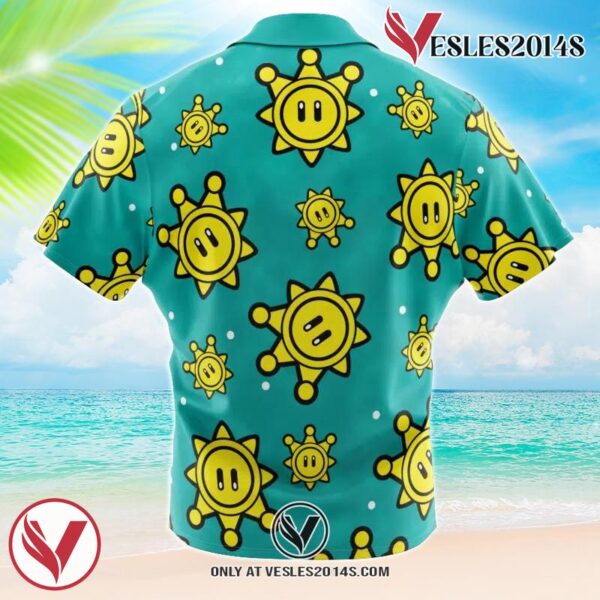 Shine Sprite Pattern Mario Bros Hawaiian Button Up Shirt, Perfect Gifts For Anime Lovers - Vesles2014S 1
